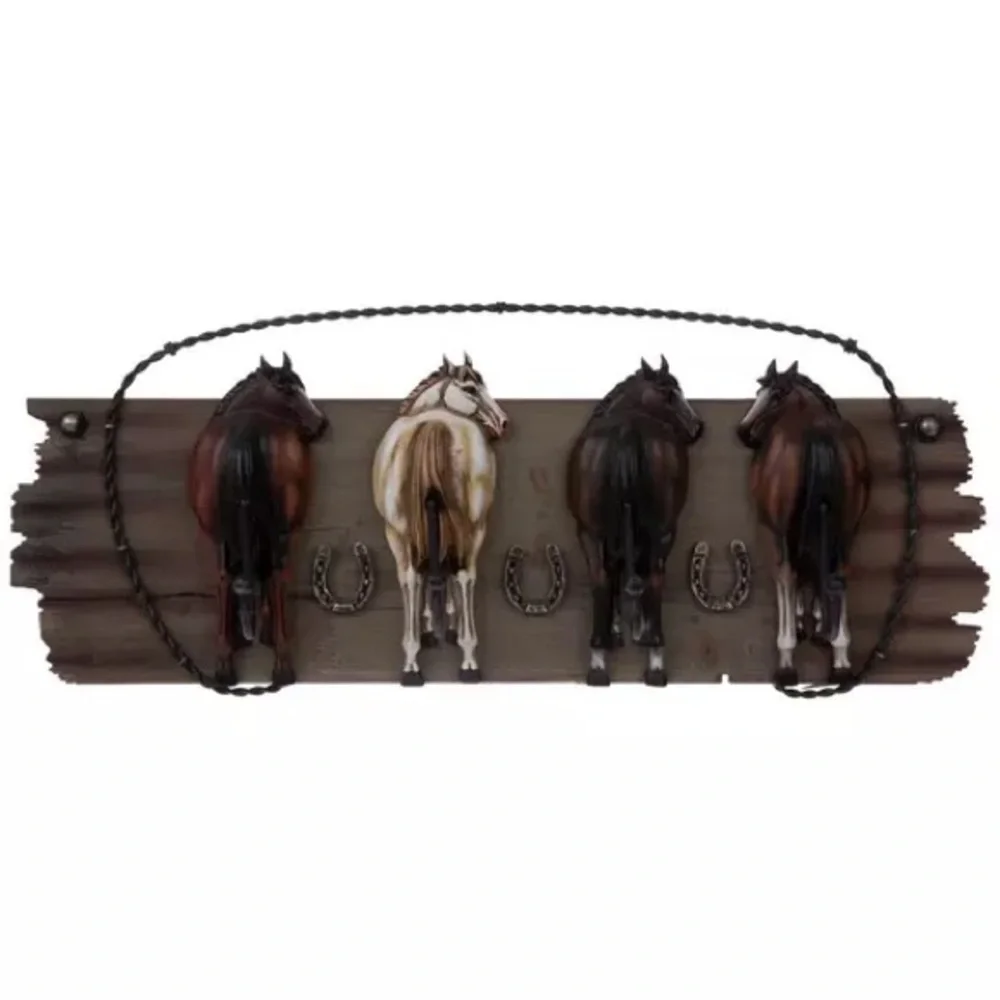 Horse Wood Wall Decor With Hooks